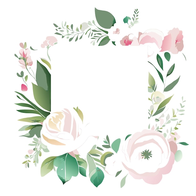 Design de modelo de cartão de convite de flor de casamento ou design de moldura de flor