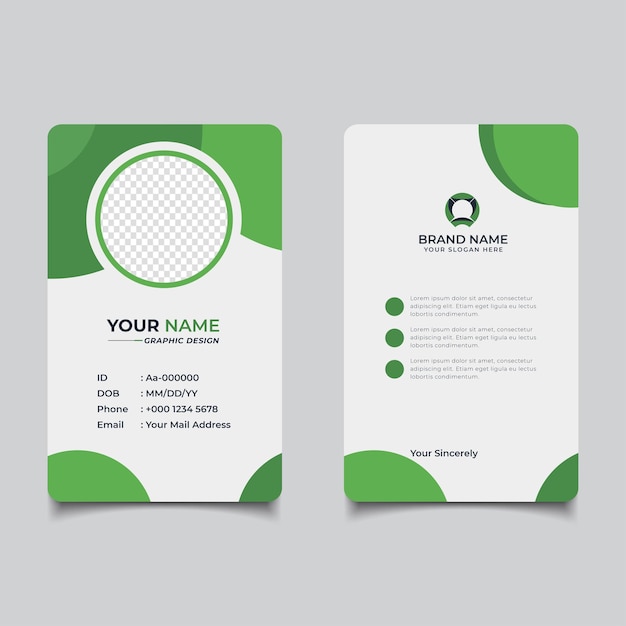 Design de modelo de cartão de identificação empresarial moderno e limpo