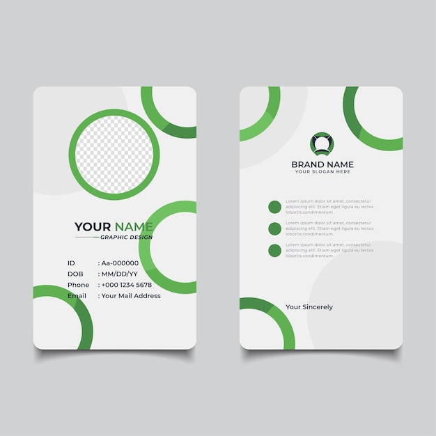 Design de modelo de cartão de identificação empresarial moderno e limpo