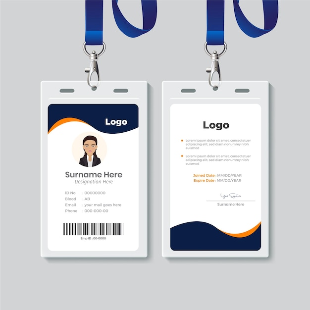 Design de modelo de cartão de identificação simples com vetor