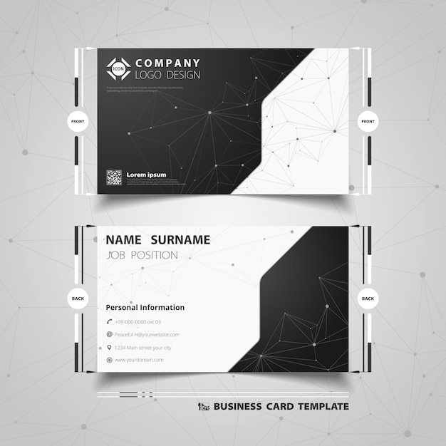 Design de modelo de cartão de visita abstrato tecnologia preto e branco
