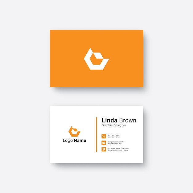 Design de modelo de cartão de visita de empresa de estilo simples laranja para impressão