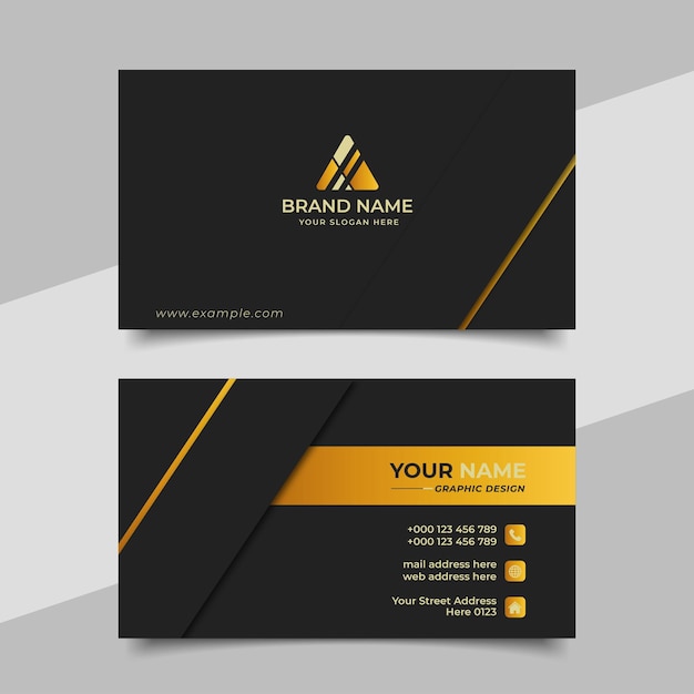 Design de Modelo de Cartão-de-visita Elegante de Luxo Dourado