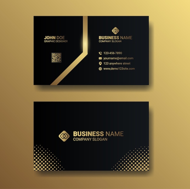 Design de modelo de cartão de visita moderno gradiente dourado de luxo