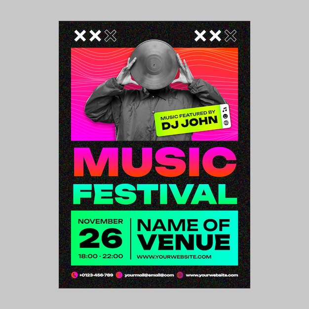 Design de modelo de cartaz de festival de música