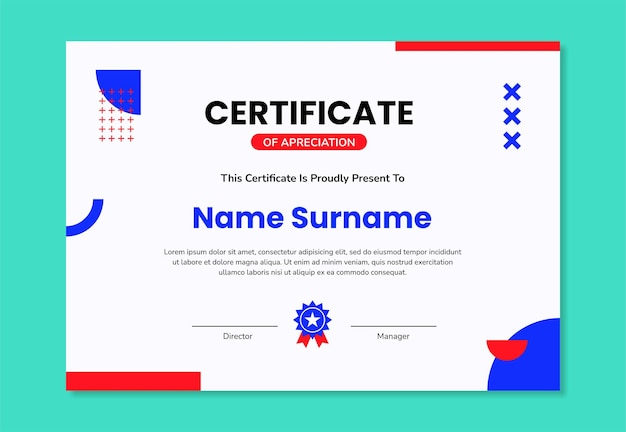 Vetor design de modelo de certificado colorido plano moderno