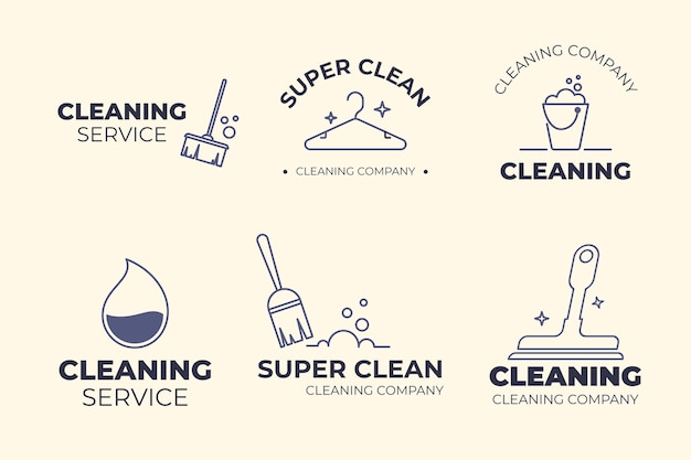 Design de modelo de coleção de logotipo de limpeza