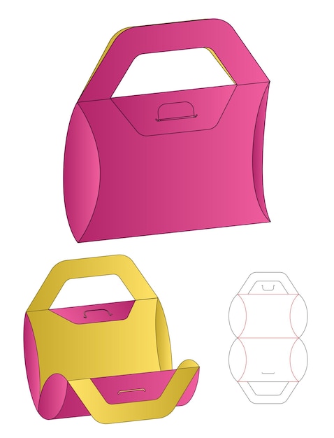 Vetor design de modelo de corte de caixa de embalagem. mock-up 3d