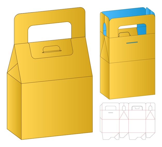 Design de modelo de corte de caixa de embalagem. mock-up 3d