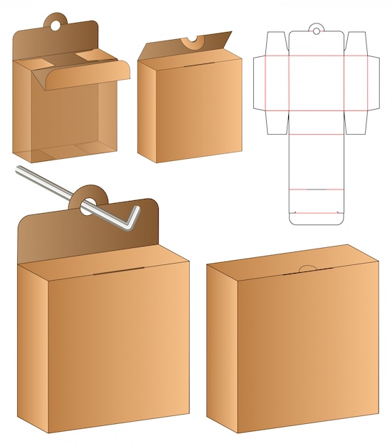 Design de modelo de corte de caixa de embalagem. modelo 3d