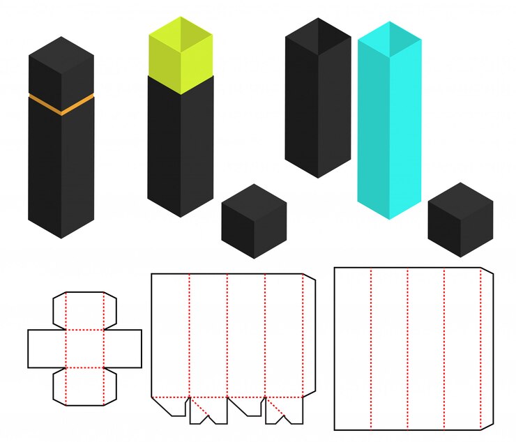 Vetor design de modelo de corte de caixa de embalagem