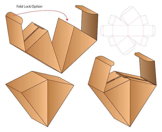 Design de modelo de corte de caixa de embalagem.