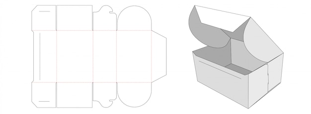 Design de modelo de corte e vinco de caixa de embalagem dobrada