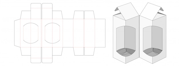 Design de modelo de corte e vinco de caixa de embalagem dupla