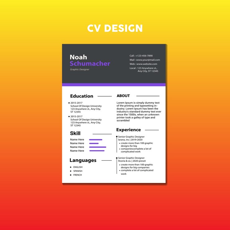 Vetor design de modelo de cv de currículo moderno criativo