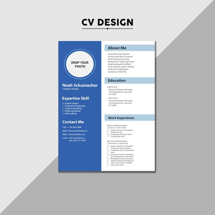Vetor design de modelo de cv de currículo moderno criativo
