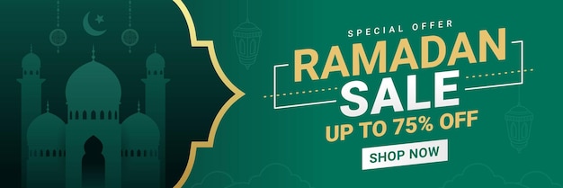 Design de modelo de desconto de banner de venda do ramadã para promoção de negócios