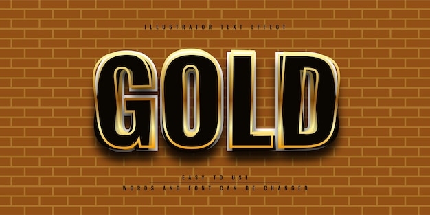Design de modelo de efeito de texto 3d editável do black gold illustrator