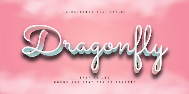 Vetor design de modelo de efeito de texto editável do dragonfly illustrator