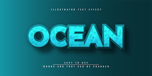 Design de modelo de efeito de texto editável ilustrador de oceano