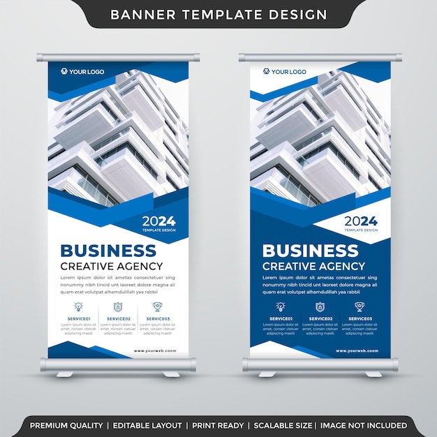 Design de modelo de exibição de banner cumulativo de negócios com layout abstrato e estilo moderno