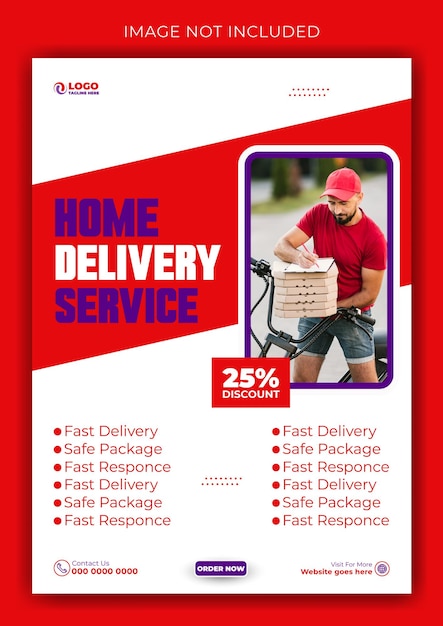 Design de modelo de folheto de anúncios de serviços de entrega