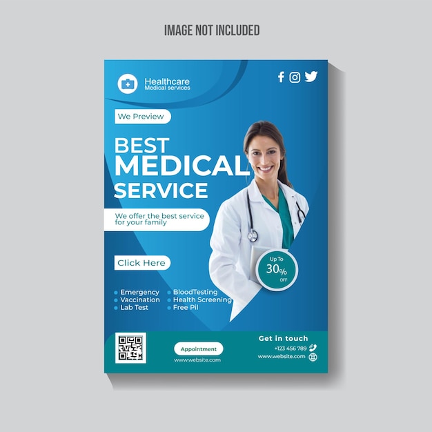 Design de modelo de folheto de cuidados de saúde médicos profissionais modernos