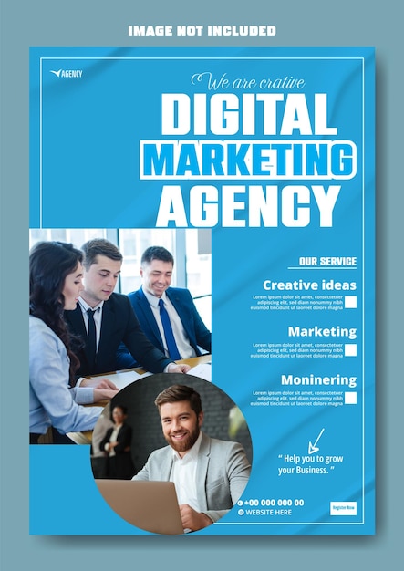 Vetor design de modelo de folheto de marketing digital