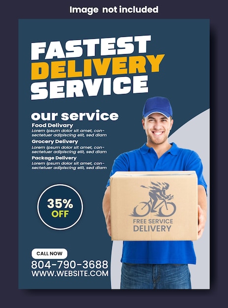 Design de modelo de folheto de serviço de entrega confiável