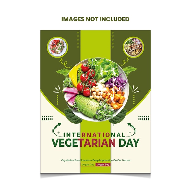 Vetor design de modelo de folheto internacional vegetariano