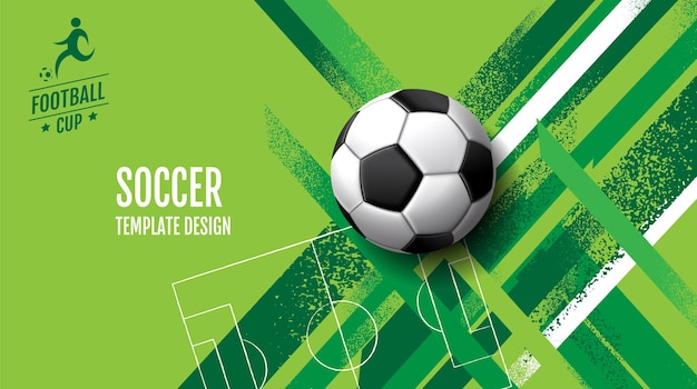 Design de modelo de futebol banner de futebol design de layout de esporte verde ilustração vetorial de tema