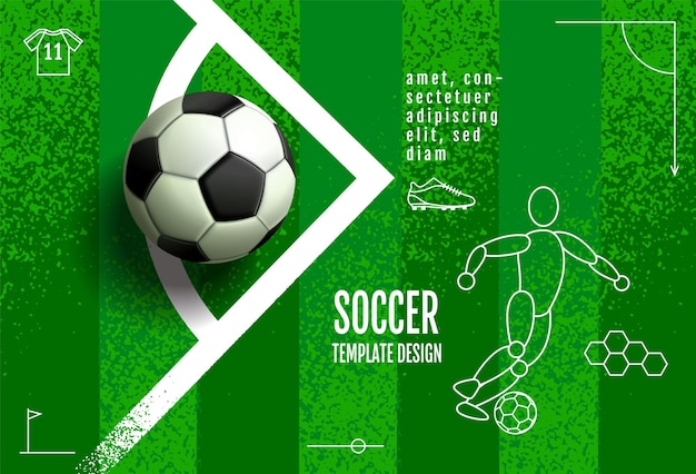 Vetor design de modelo de futebol banner de futebol design de layout de esporte verde vetor de tema