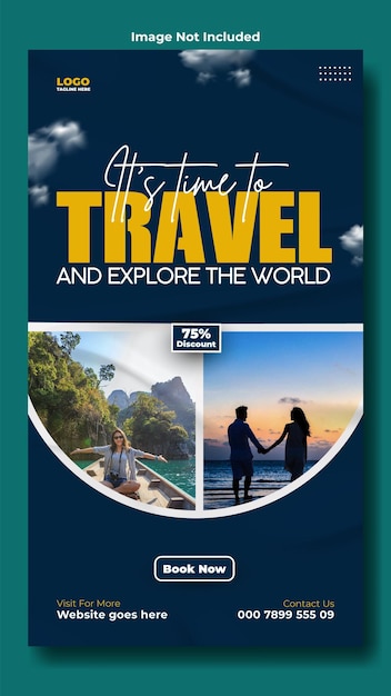 Design de modelo de história do Instagram e do Facebook para viagens e turismo