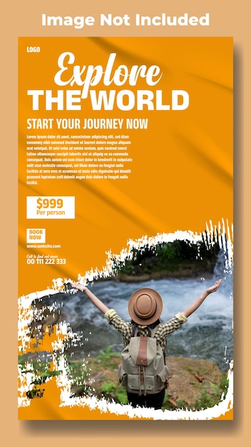Design de modelo de história promocional do Instagram para anúncios de viagens