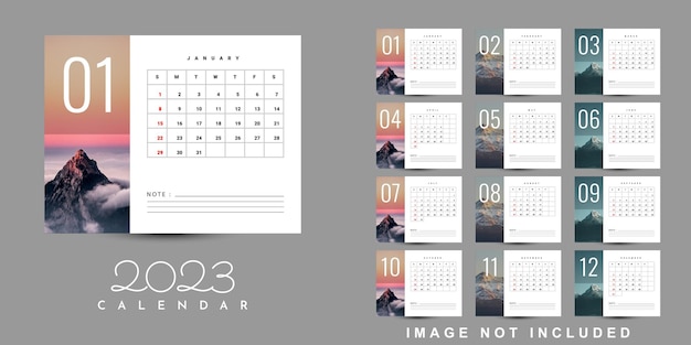 Design de modelo de ilustração de calendário moderno 2023