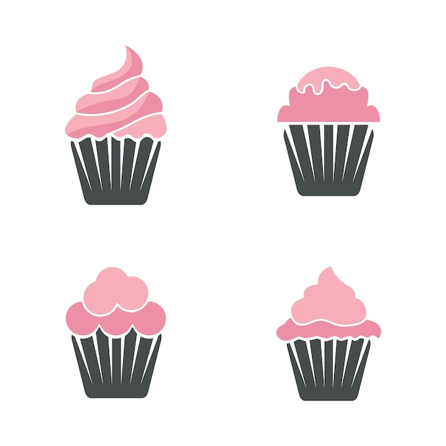 Design de modelo de ilustração vetorial de ícone de cupcake delicioso