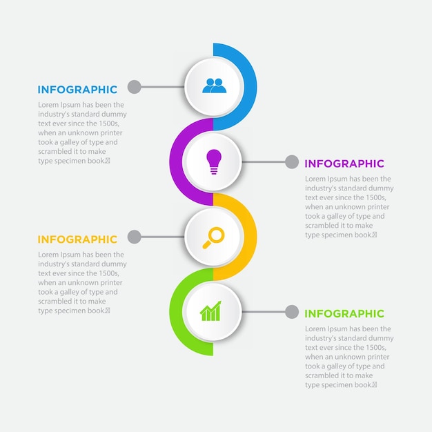 Design de modelo de infográfico 4 etapas com ícone
