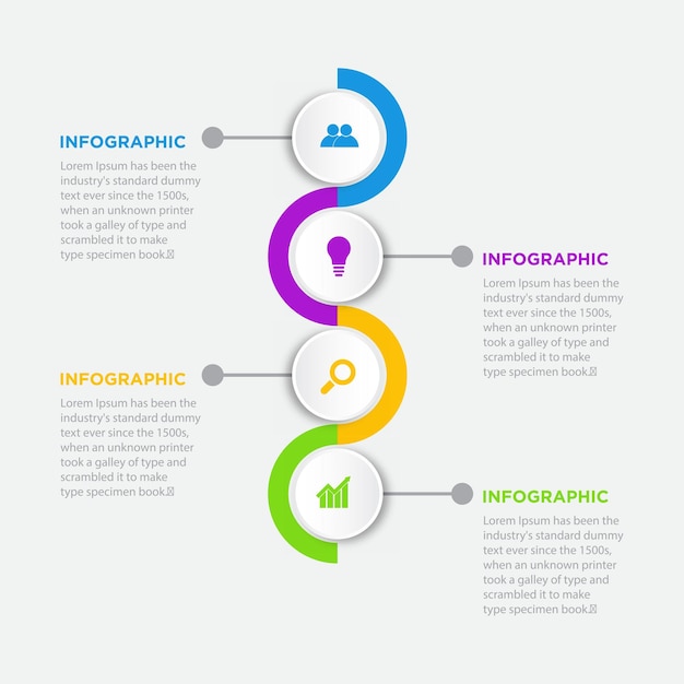 Vetor design de modelo de infográfico 4 etapas com ícone