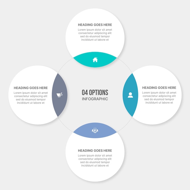 Vetor design de modelo de infográfico de ciclo circular com 4 etapas