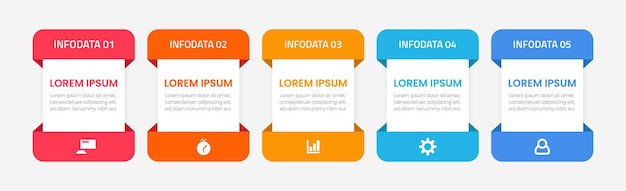 Design de modelo de infográfico de negócios com 5 opções ou etapas