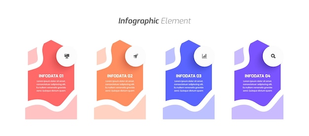 Design de modelo de infográfico de negócios com design abstrato, ícone e 4 opções para apresentação