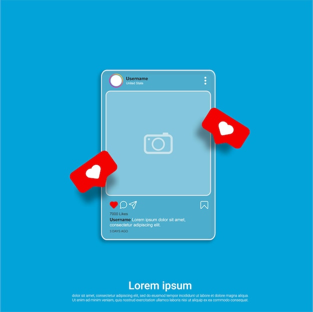 design de modelo de interface de mídia social instagram
