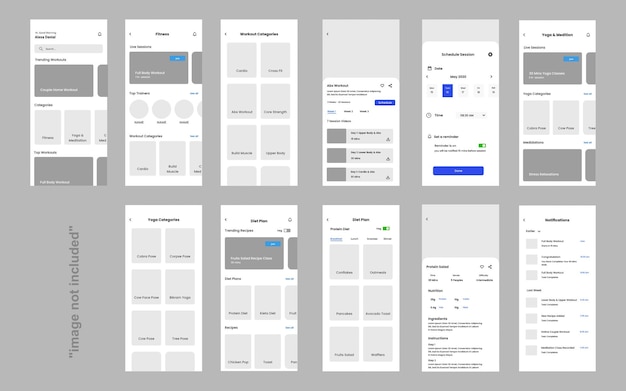 Design de modelo de interface do usuário de aulas de ioga online