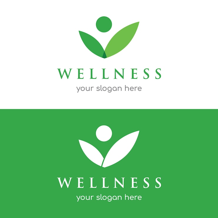 Vetor design de modelo de logotipo abstrato natural de bem-estar com pessoa natural única e conceito de folha com ideia criativalogo para relaxamento de meditação de saúde de negócios
