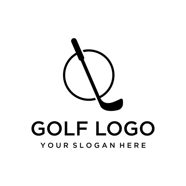 Design de modelo de logotipo de bola e bastão de golfe e logotipo para evento de negócios de torneio de clube de golfe de equipe de golfe profissional