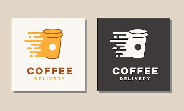 Design de modelo de logotipo de café de entrega rápida de copo de bebida rápida