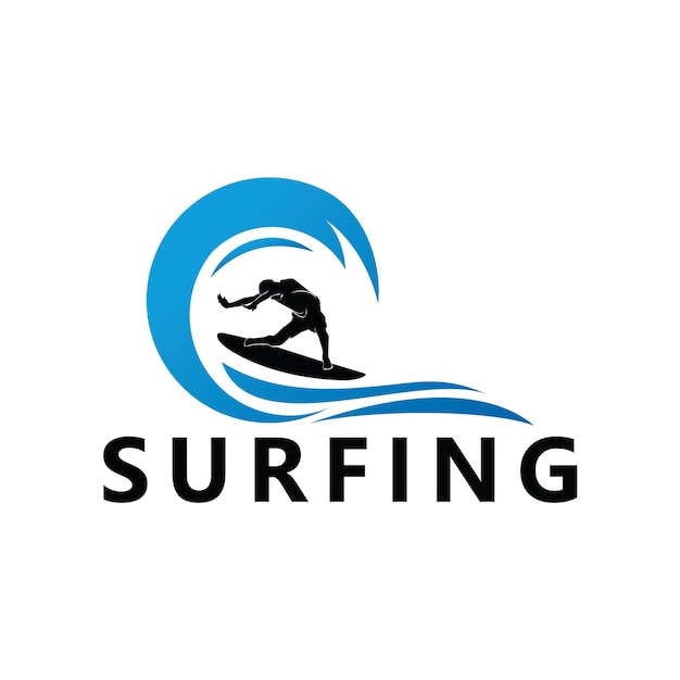 Design de modelo de logotipo de esporte de surfe