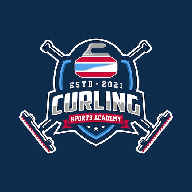 Design de modelo de logotipo de esportes de curling