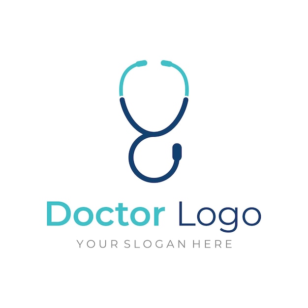 Design de modelo de logotipo de estetoscópio médico para cuidados de saúde com ilustração vetorial de ideia criativa