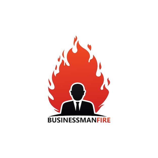 Vetor design de modelo de logotipo de fogo de empresário